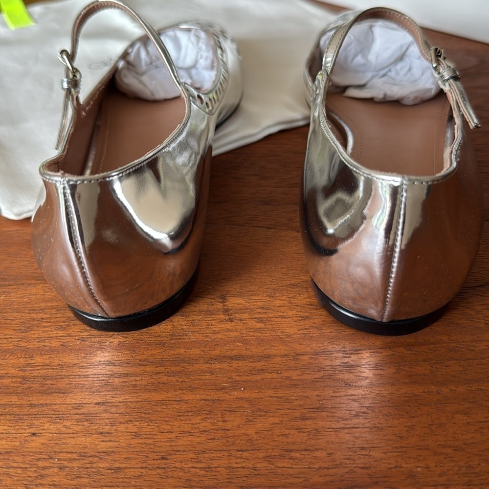 new Giambattista Valli Metallic Mary Jane Ballet Flats in Silver, size 9 - Picture 6 of 9
